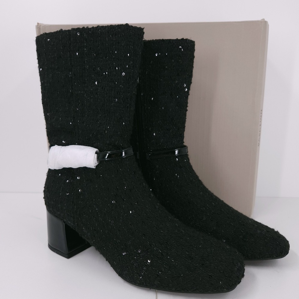 Kenneth Cole Reaction Lacey Jewel Boucle Fabric Bootie Block Heel Womens 8.5 M